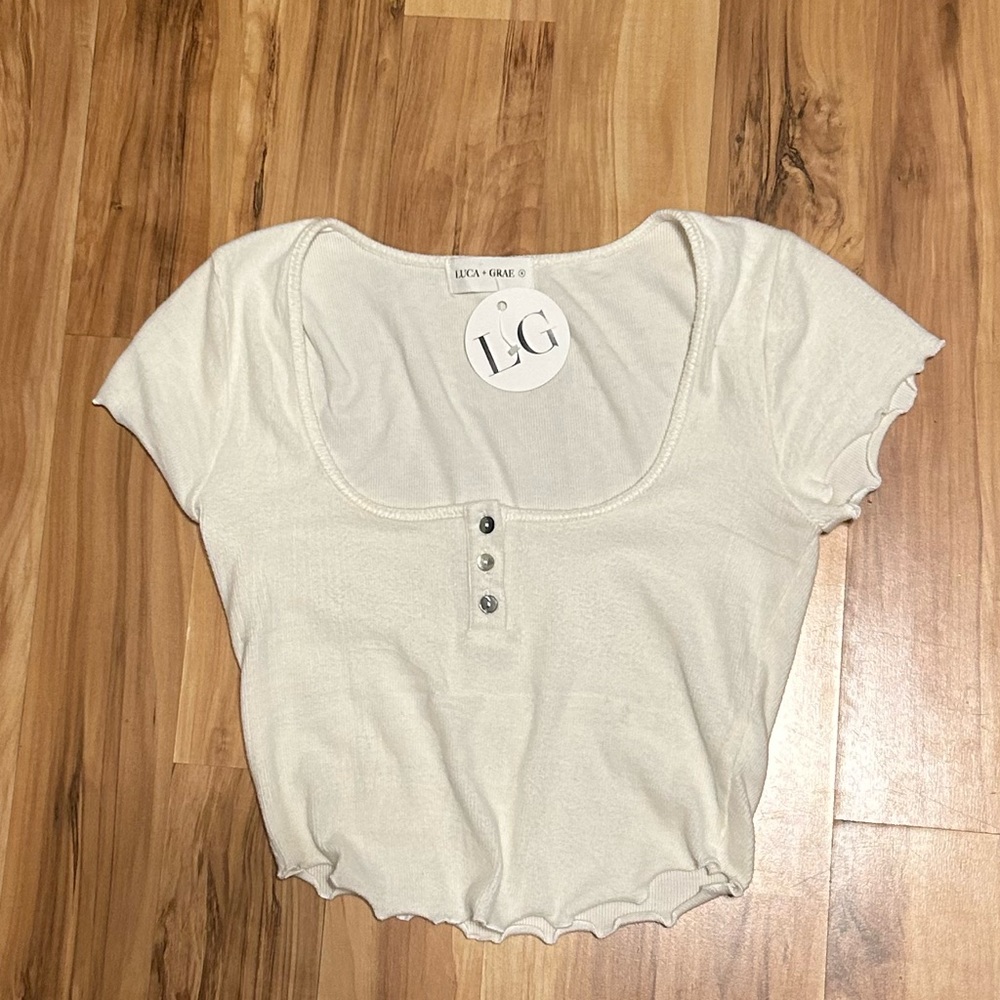 Luca and Grae Crop top with lettuce hem